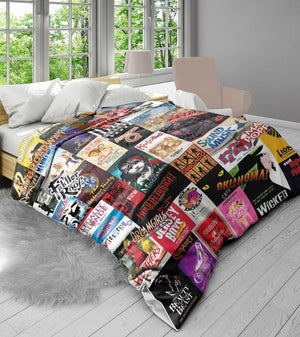 Blankets Custom Broadway Musicals Posters Collage Blanket | Personalized Custom Fleece Blanket, Music Theather Lover Gift Bedding Throw Tapestry