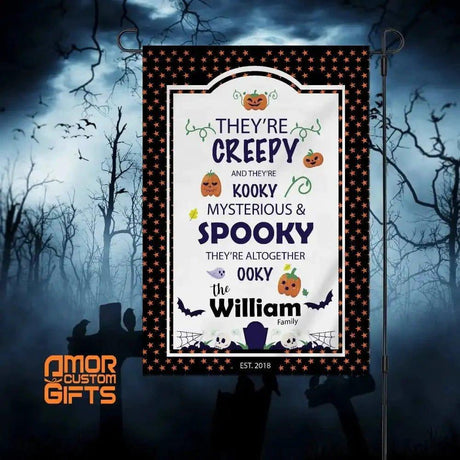 Yard Signs & Flags Custom Creepy Spooky Halloween Garden House Flag, SPECIAL 2 SIDE PRINTINGS, Custom Halloween Garden House Flag. Custom Name Flag