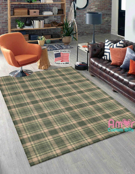 Mats & Rugs Dress Stewart Tartan Khaki Rugs | Dress Stewart Tartan Khaki Home Carpet, Mat, Home Decor