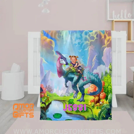 Blankets Custom Face Dragon Knight 2 Girl In Fairy Forest Blanket