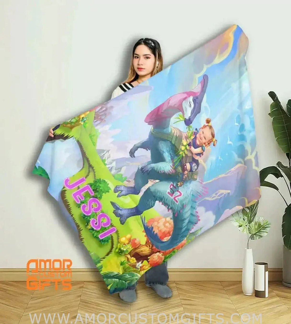 Blankets Custom Face Dragon Knight 2 Girl In Fairy Forest Blanket