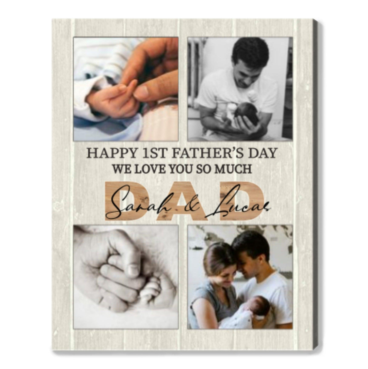 Custom Happy 1st Fathers Day Photo Canvas Poster Print - Amor Custom Gifts