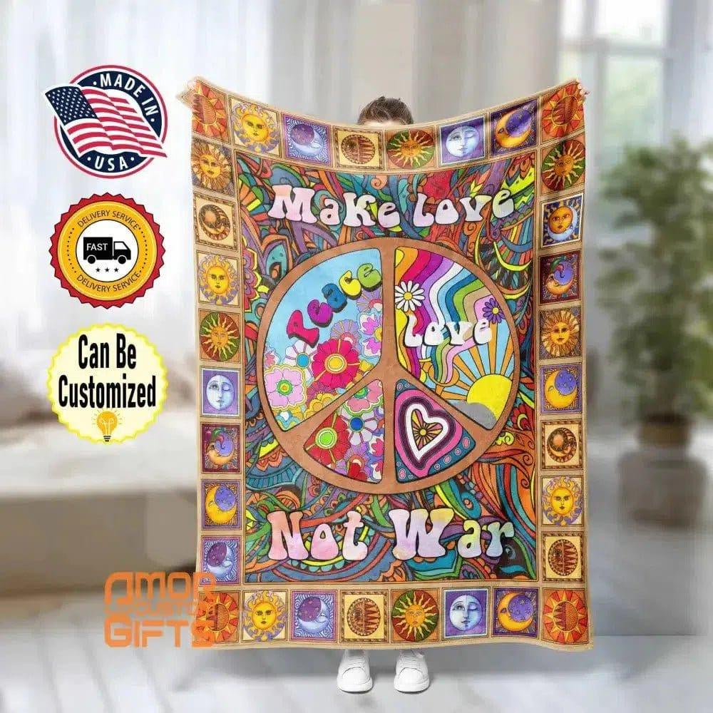 Blankets Custom Hippie Blanket, Personalized Fleece Blanket,  Customized Blanket