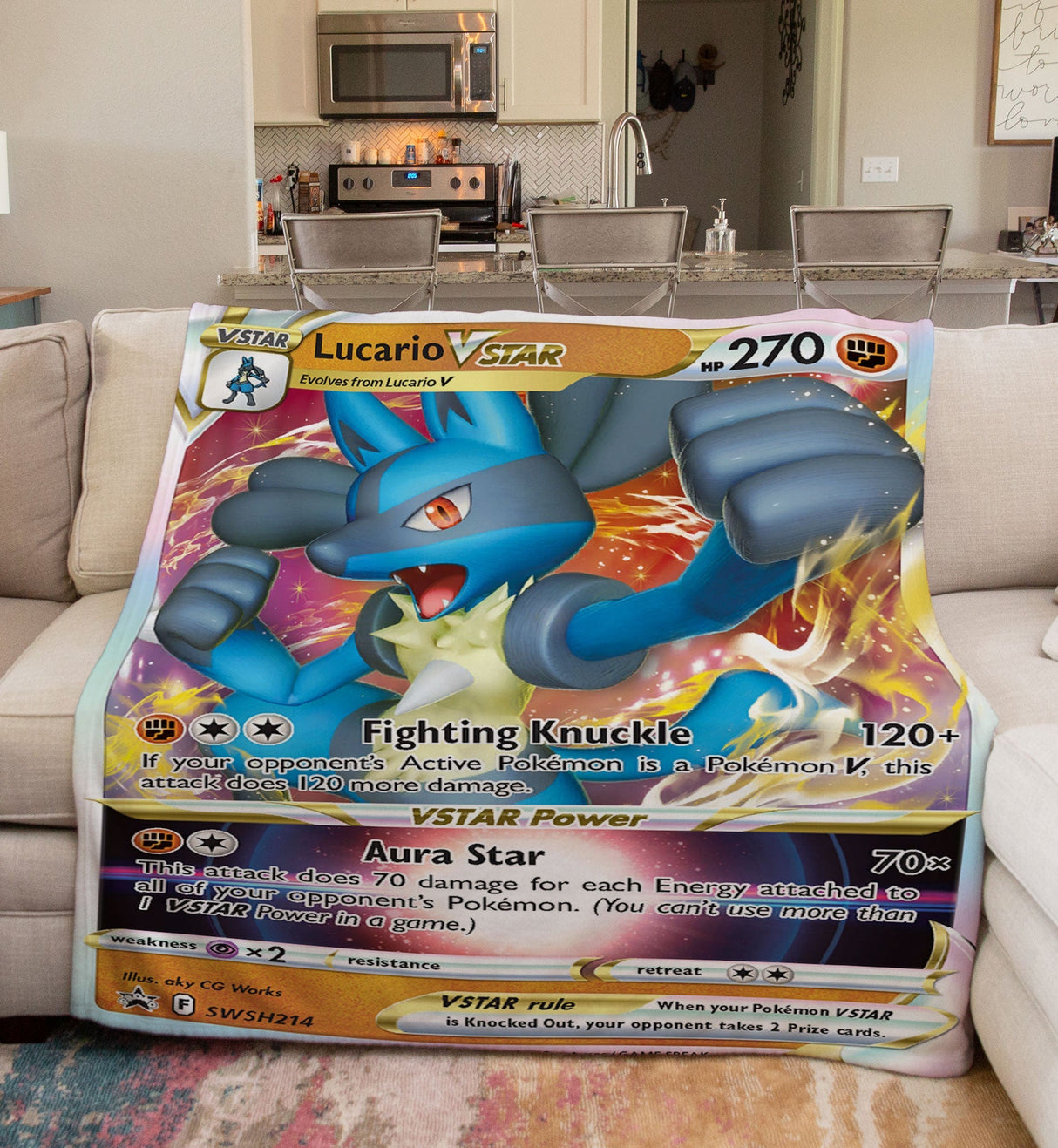 Custom Lucario VSTAR Sword & Shield Series Blanket-Amor Custom Gifts