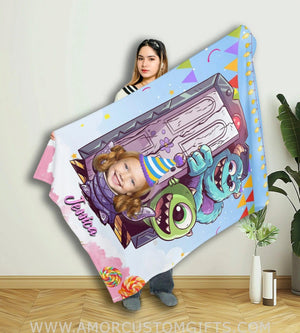 Blankets Custom Monster Birthday Girl Blanket