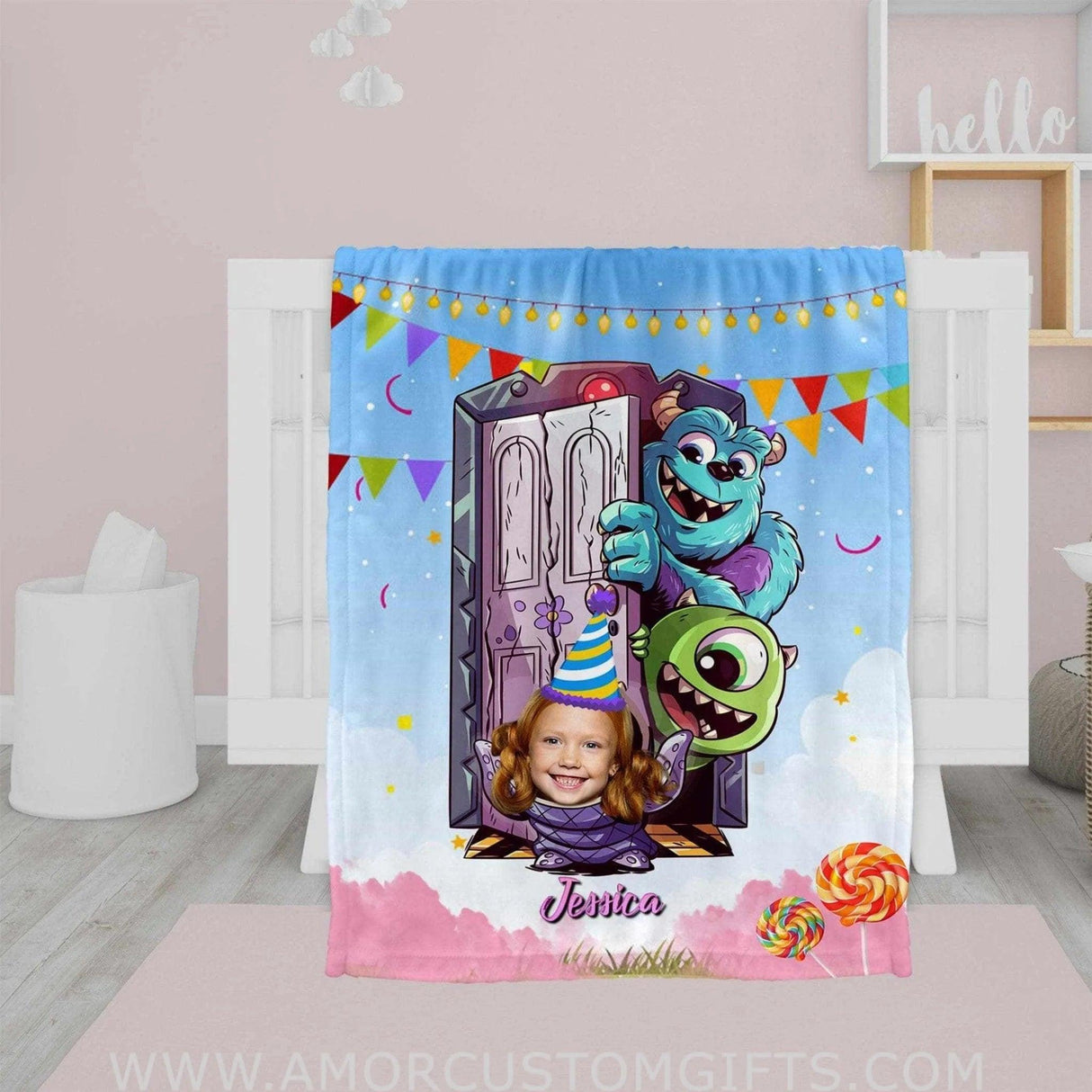 Blankets Custom Monster Birthday Girl Blanket