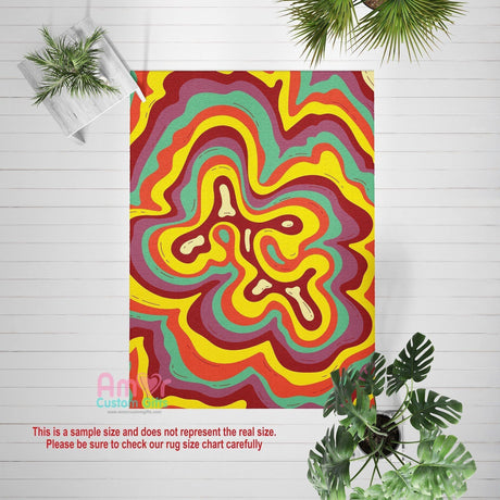 Mats & Rugs Patchy Blonde Psychedelic Swirl Groovy Rugs | Blonde Psychedelic Swirl Groovy Home Carpet, Mat, Home Decor