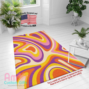 Mats & Rugs Purple Orange Patchy Retro Groovy Rugs | Purple Orange Patchy Groovy Area Rug | Purple Orange Patchy Groovy Home Carpet, Mat, Home Decor