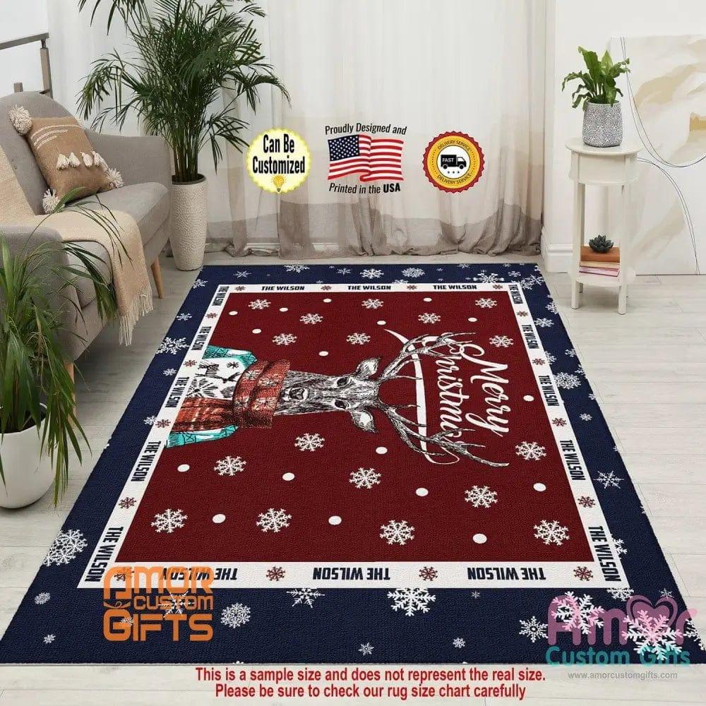 Mats & Rugs Reindeer Christmas Rugs | Reindeer Christmas Rug Area Rug | Reindeer Christmas Home Carpet, Mat, Home Decor