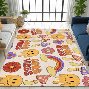 Mats & Rugs Retro Rainbow Mushroom Rugs | Retro Rainbow MushroomThin Area Rug , Floormat