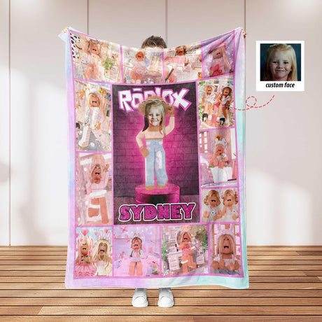 Blankets Custom Roblox Girls Photo Blanket | Personalized Photo Blanket Roblox Inspired Theme