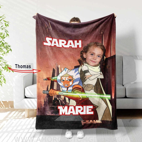 Blankets Custom Face & Name Star Wars Rey Girl 2 Blanket