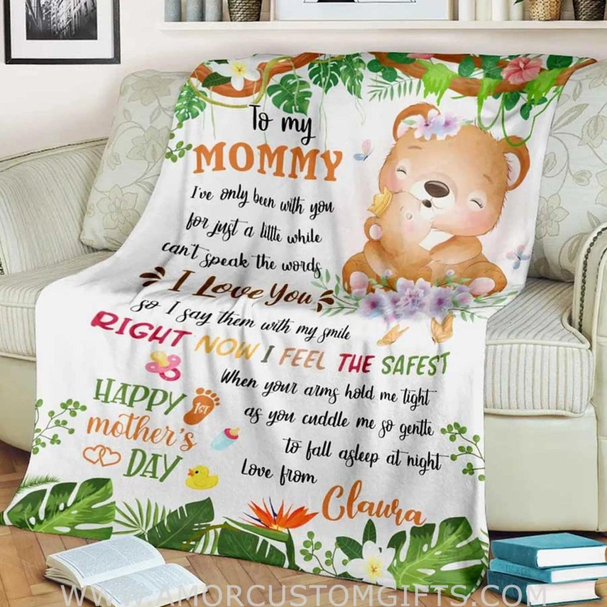 Blanket To My Mom Blanket, Mother's Day Blanket, Blanket For Mom From Daughter,  Elephant Cute Fleece Blanket