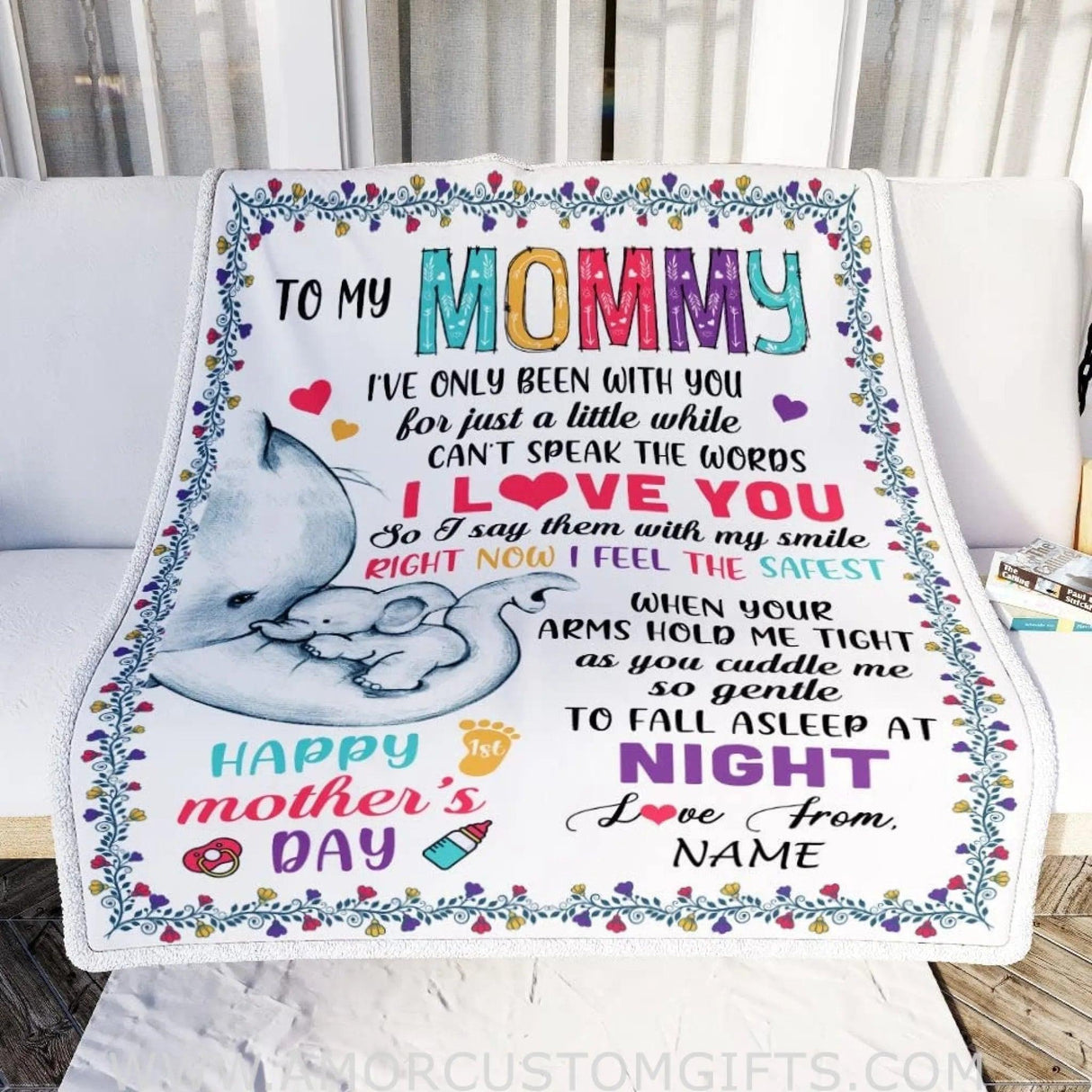 Blanket To My Mom Blanket, Mother's Day Blanket, Blanket For Mom From Daughter,  Elephant Cute Fleece Blanket