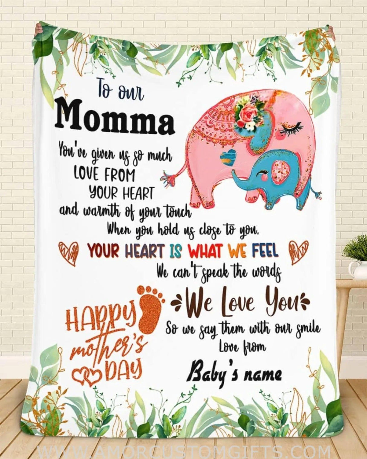 Blanket To My Mom Blanket, Mother's Day Blanket, Blanket For Mom From Daughter,  Elephant Cute Fleece Blanket