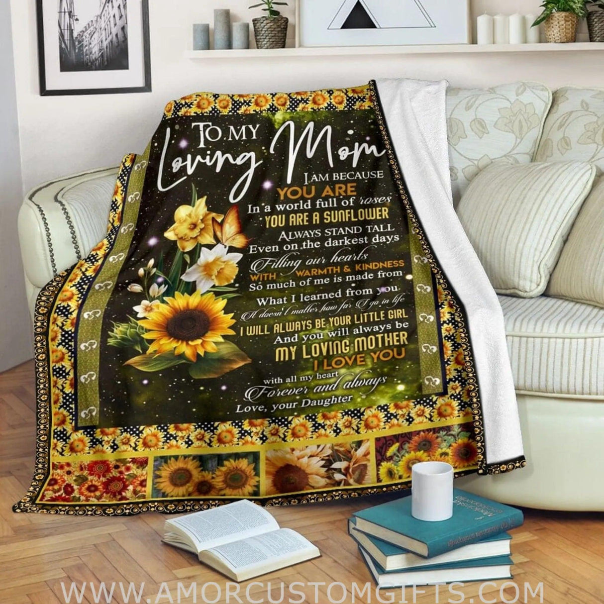 Blanket To My Mom In The World Full Of Roses You Are A Sunflower Fleece Blanket - Mother and Daughter - Mother's Day Gifts