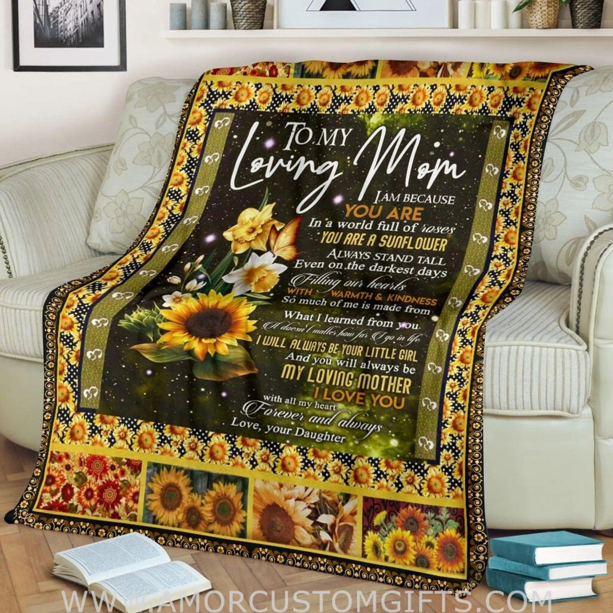 Blanket To My Mom In The World Full Of Roses You Are A Sunflower Fleece Blanket - Mother and Daughter - Mother's Day Gifts