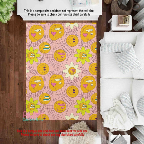 Mats & Rugs Trippy Smile Daisy Rugs | Trippy Smile Daisy Rug Area Rug | Trippy Smile Daisy Home Carpet, Mat, Home Decor