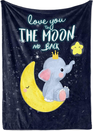 Blankets Baby Blanket Baby Elephant to The Moon and Back, Super Soft Fleece Blanket Elephant Gifts for Newborn Boy & Girl - 30" x 40"