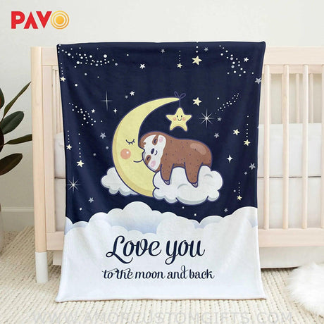 Blankets Baby Blanket Sloth to The Moon and Back, Super Soft Fleece Blanket Shower Gifts for Newborn Boy & Girl