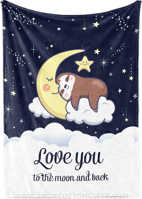 Blankets Baby Blanket Sloth to The Moon and Back, Super Soft Fleece Blanket Shower Gifts for Newborn Boy & Girl