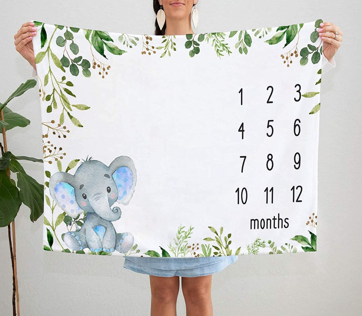 Blankets Baby Monthly Milestone Blanket Elephant, Safari Elephant Baby Photo Blanket, Gift for New Moms Baby Shower