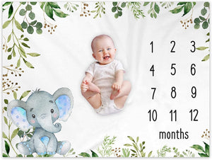 Blankets Baby Monthly Milestone Blanket Elephant, Safari Elephant Baby Photo Blanket, Gift for New Moms Baby Shower