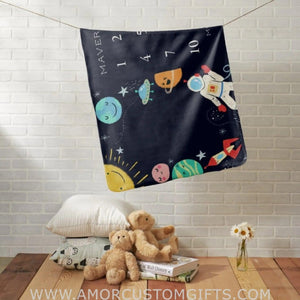 Blankets Outer Space Baby Boy Monthly Milestone Baby Blanket