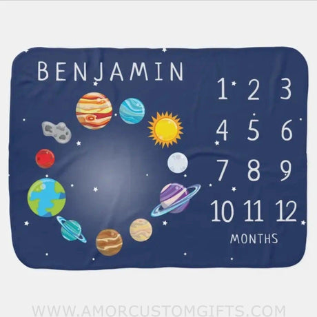 Blankets USA MADE Solar System Milestone Monthly Outer Space Baby Baby Blanket