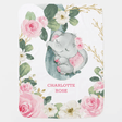 Blankets Sweet Pink Floral Sleeping Elephant Girl Baby Blanket, Baby Blanket with Name for Girls, Gift for Baby