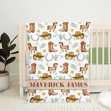 Blankets Western Baby Blanket for Boys, Cute Unique Gift for Baby Shower, Lightweight Soft Fleece Blanket