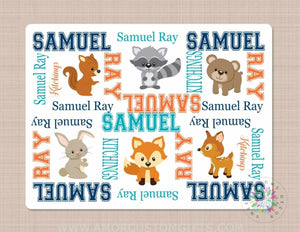 Blankets USA MADE Woodland Baby Blanket Forest Animals Baby Blanket Fox Bear Deer Bunny Blanket Baby Crib Bedding Woodland Baby Shower Gift Navy Orange B355