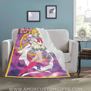 Custom Usagi Tsukino Sailor Moon Blanket | Personalized Anime Fan Throw Blankets