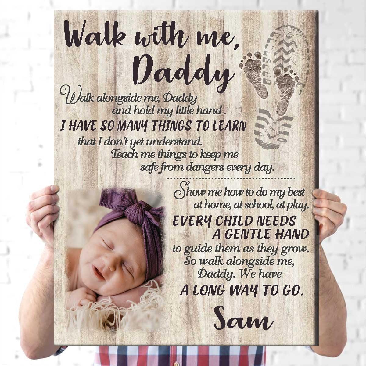 Custom Walk With Me Daddy Father's Day Canvas Poster Print - Amor Custom Gifts