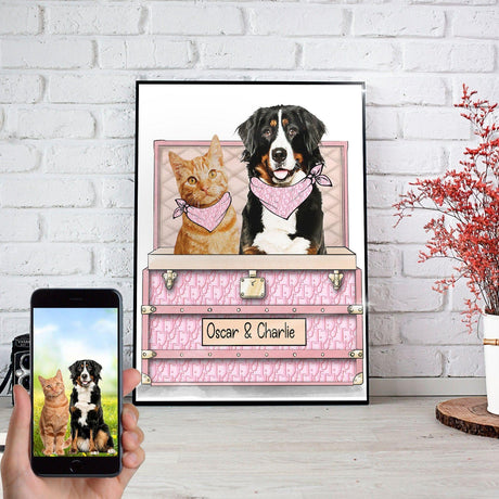 Posters, Prints, & Visual Artwork Dog Cat Luxury Truck Personalized Pet Poster Canvas Print | Personalized Dog Cat Prints | Magazine Covers | Custom Pet Portrait from Photo | Personalized Gifts for Cat Mom or Dad, Pet Memorial Gift