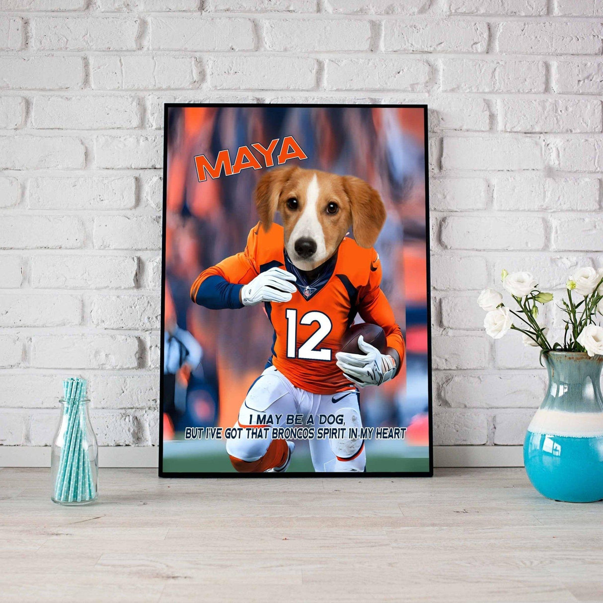 Posters, Prints, & Visual Artwork Dog Lovers - Denver 1 Pets Football Canvas - Personalized Pet Poster Canvas Print