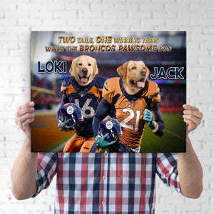 Posters, Prints, & Visual Artwork Dog Lovers - Denver Broncos 2 Pets Football Canvas - Personalized Pet Poster Canvas Print