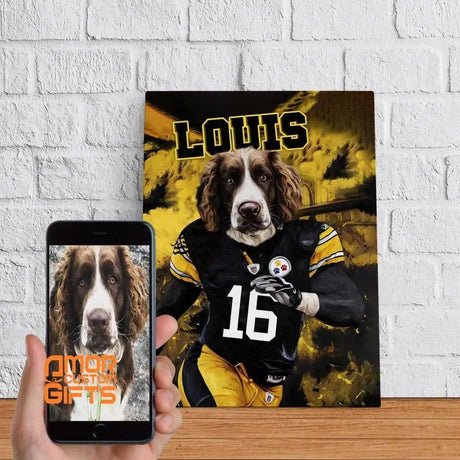 Posters, Prints, & Visual Artwork Dog Lovers - Dog American Football - Personalized Pet Poster Canvas Print