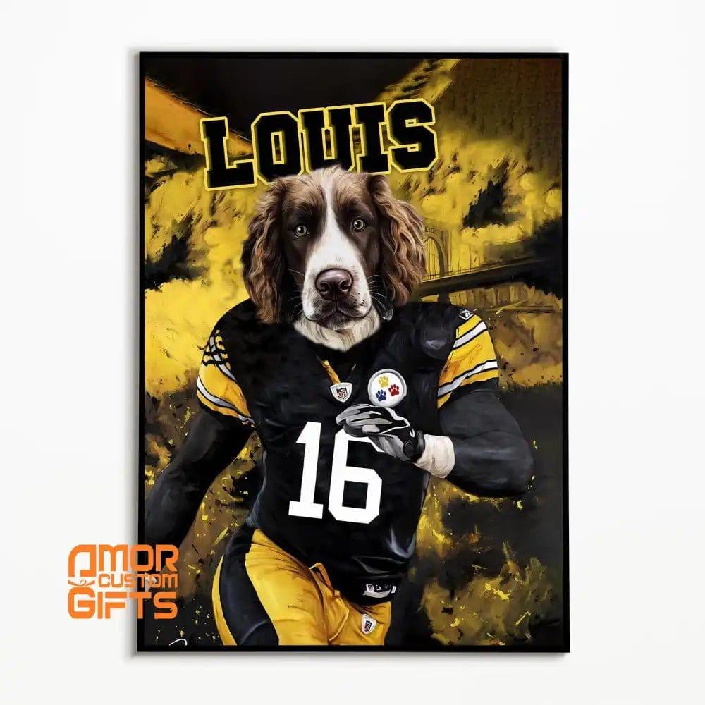 Posters, Prints, & Visual Artwork Dog Lovers - Dog American Football - Personalized Pet Poster Canvas Print