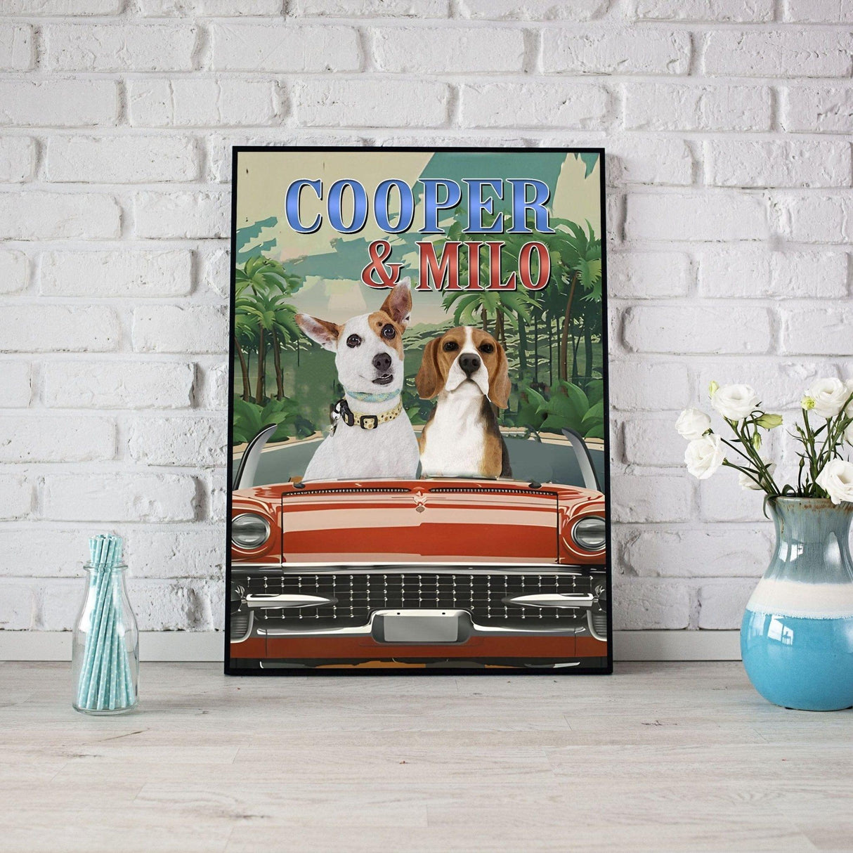 Posters, Prints, & Visual Artwork Dog Lovers - Dog Driving - Personalized Pet Poster Canvas Print