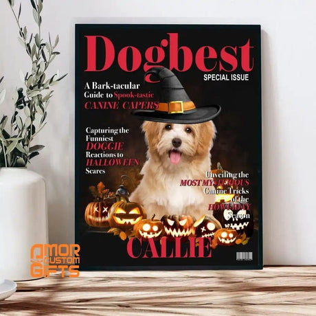 Posters, Prints, & Visual Artwork Dog Lovers - Dog Halloween Magazine - Personalized Pet Poster Canvas Print