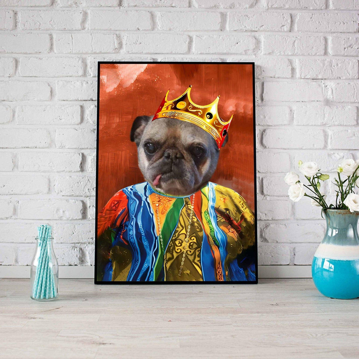 Posters, Prints, & Visual Artwork Dog Lovers - Dog King - Personalized Pet Poster Canvas Print