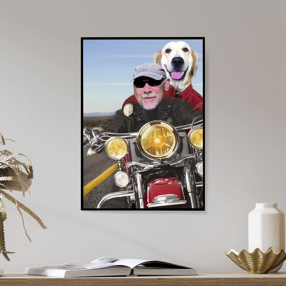 Posters, Prints, & Visual Artwork Dog Lovers - Dog On Motorcycle - Personalized Pet Poster Canvas Print