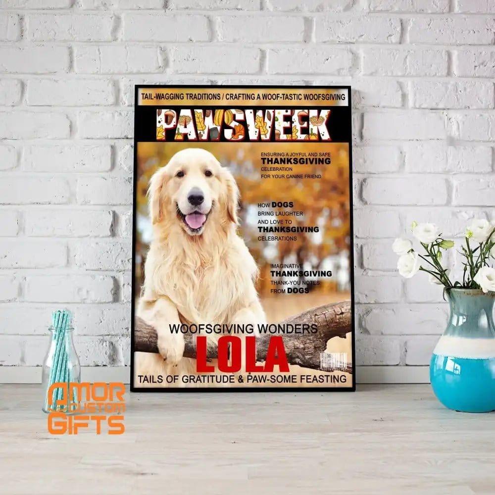 Posters, Prints, & Visual Artwork Dog Lovers - Dog Thanksgiving Magazine 14 - Personalized Pet Poster Canvas Print