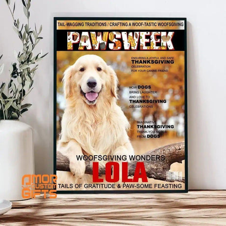 Posters, Prints, & Visual Artwork Dog Lovers - Dog Thanksgiving Magazine 14 - Personalized Pet Poster Canvas Print