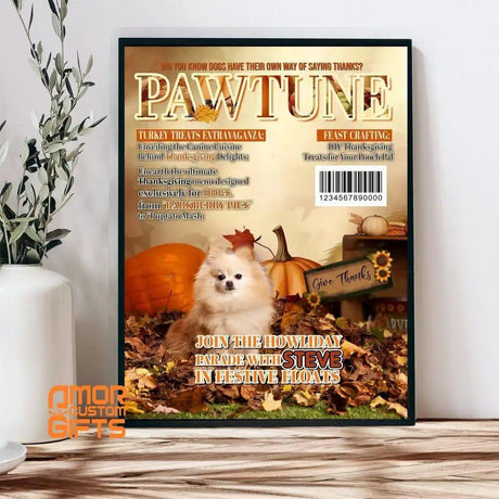 Posters, Prints, & Visual Artwork Dog Lovers - Dog Thanksgiving Magazine 4- Personalized Pet Poster Canvas Print