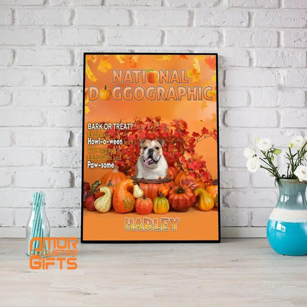 Posters, Prints, & Visual Artwork Dog Lovers - Dog Thanksgiving National Doggographic Magazine 1 - Personalized Pet Poster Canvas Print