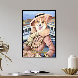 Posters, Prints, & Visual Artwork Dog Lovers - Dog Wearing Luxury Bag - Personalized Pet Poster Canvas Print