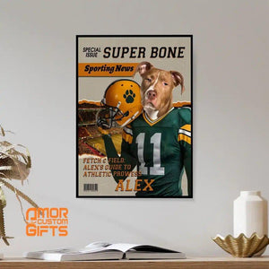 Posters, Prints, & Visual Artwork Dog Lovers - Football Dog Super Bone Magazine 1 - Personalized Pet Poster Canvas Print