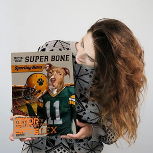 Posters, Prints, & Visual Artwork Dog Lovers - Football Dog Super Bone Magazine 1 - Personalized Pet Poster Canvas Print